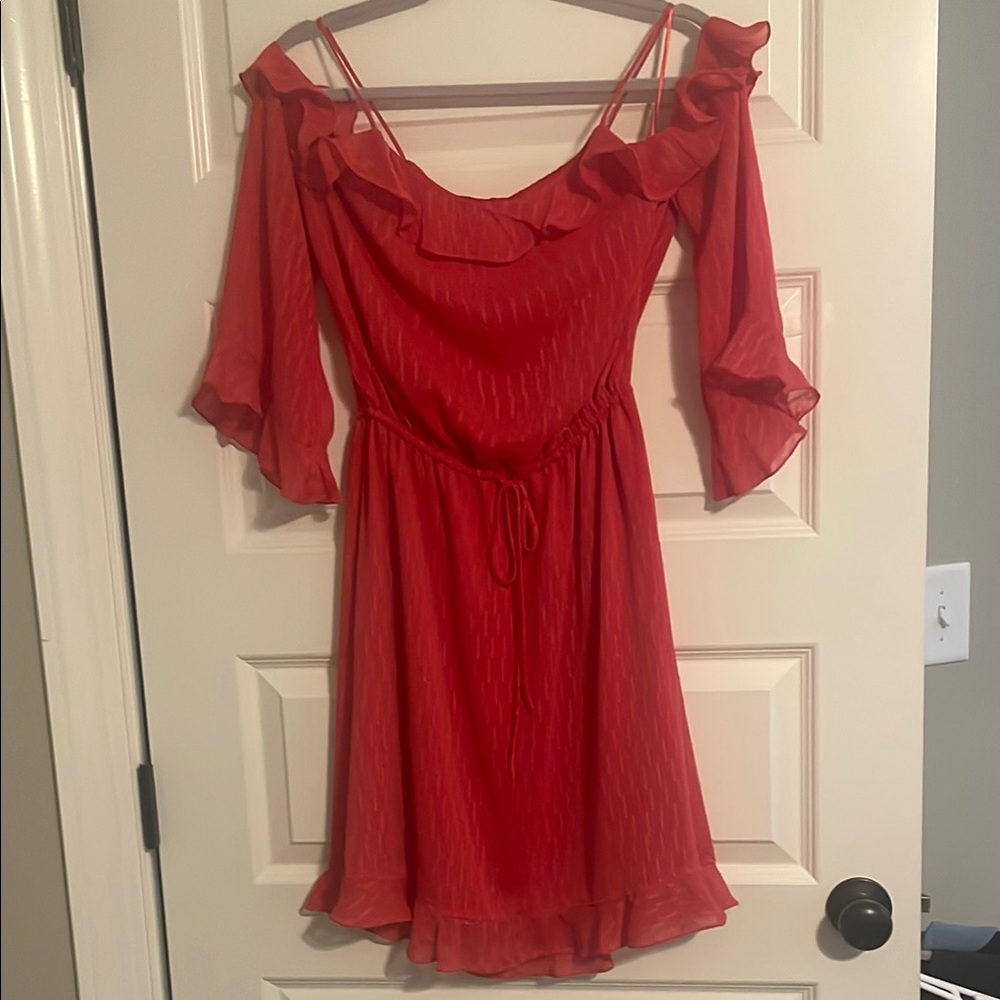 Chelsea & Violet Red Flutter Sleeve dress